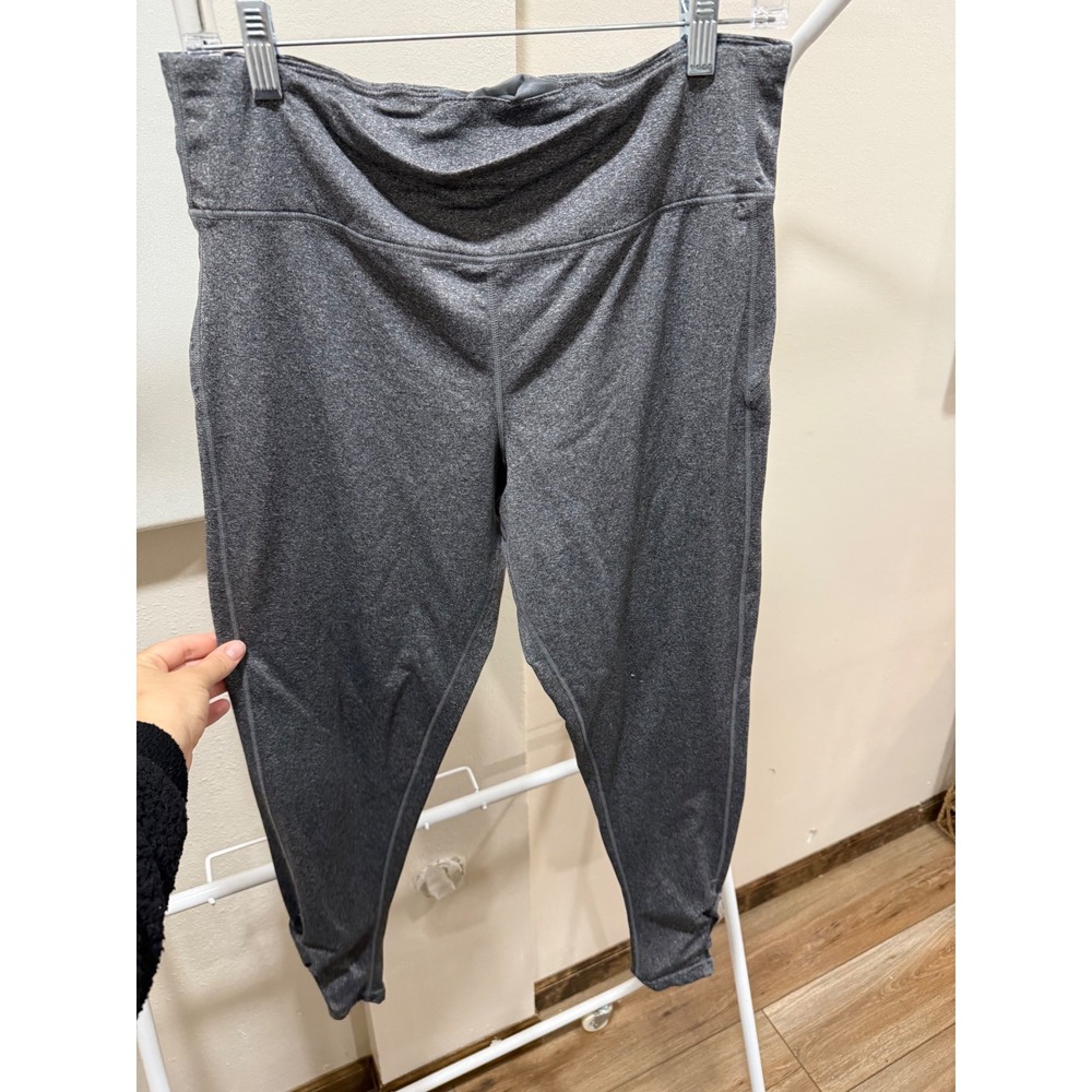 Athleisure gym active leggings gray L 12-14 ruched ankle Crane